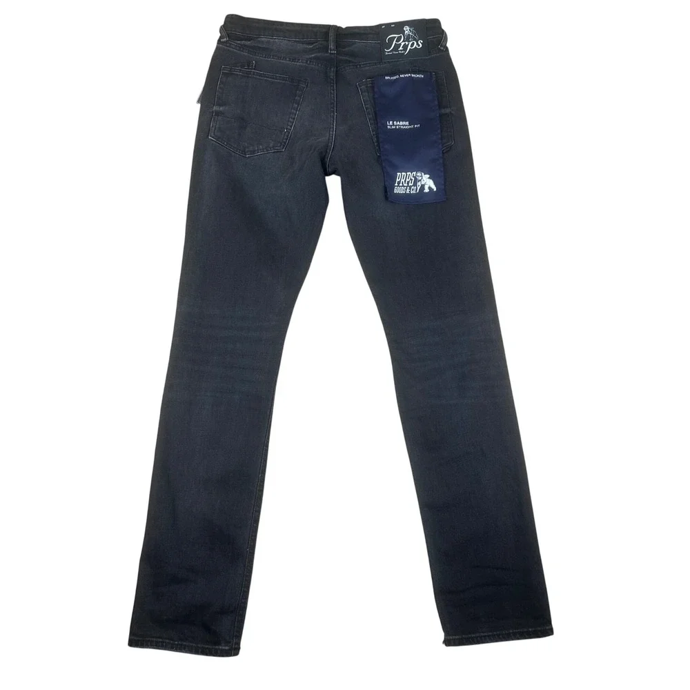 PRPS Goods & Co Men 32‎ Le Sabre Japanese Denim Slim Fit Black Indigo Rinse Wash